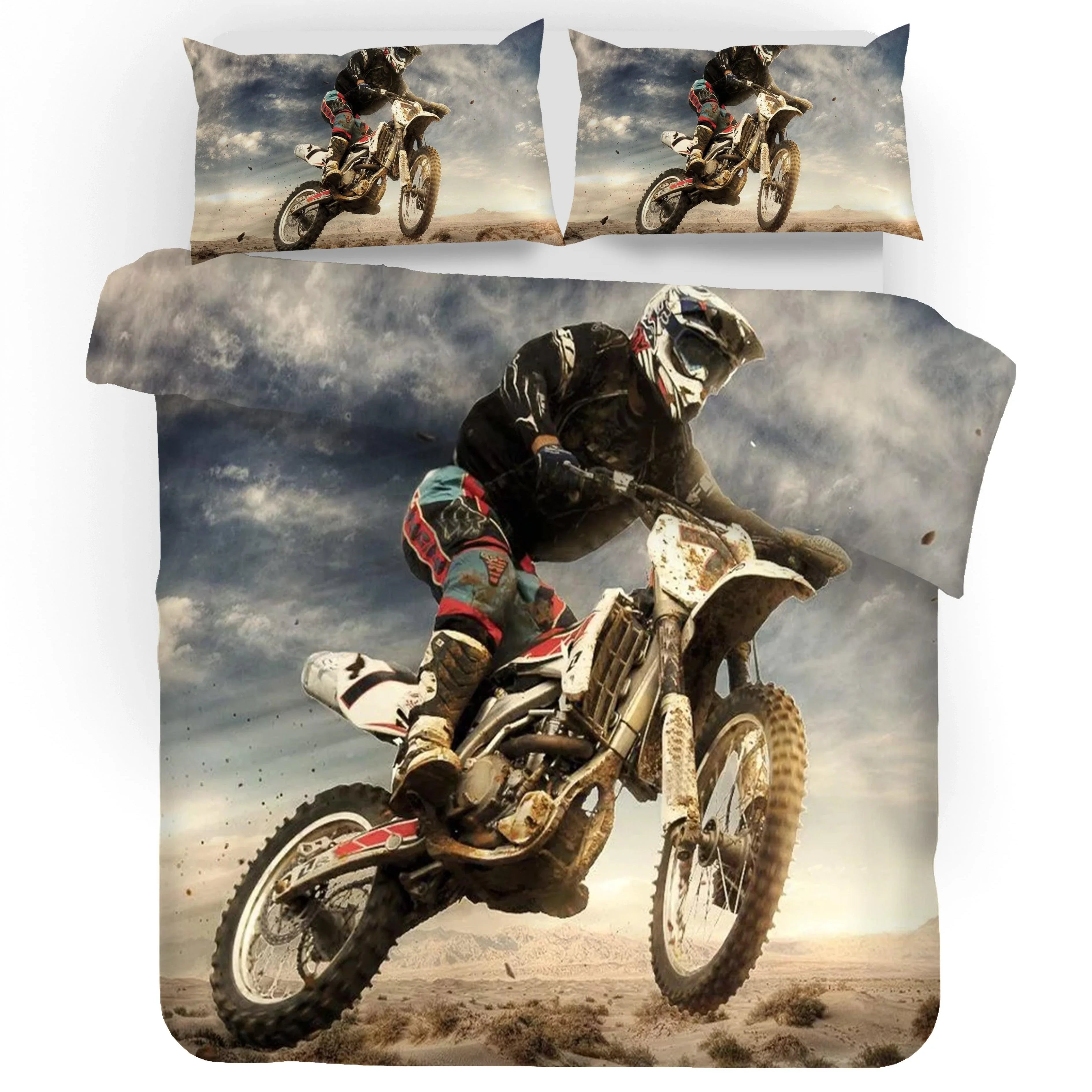 3D Motocross Desert Quilt Cover Set Bedding Set Pillowcases 179- Jess Art Decoration