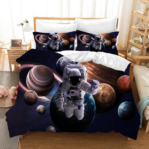 3D Astronaut Universe Planet Quilt Cover Set Bedding Set Pillowcases 59- Jess Art Decoration
