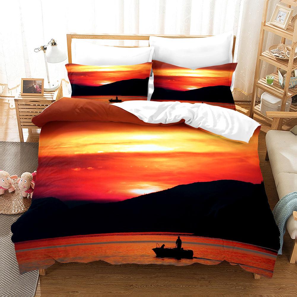 3D Sunset Sea Landscape Quilt Cover Set Bedding Set Pillowcases 251- Jess Art Decoration