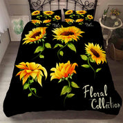 3D Sunflower Black Background Quilt Cover Set Bedding Set Pillowcases 105- Jess Art Decoration