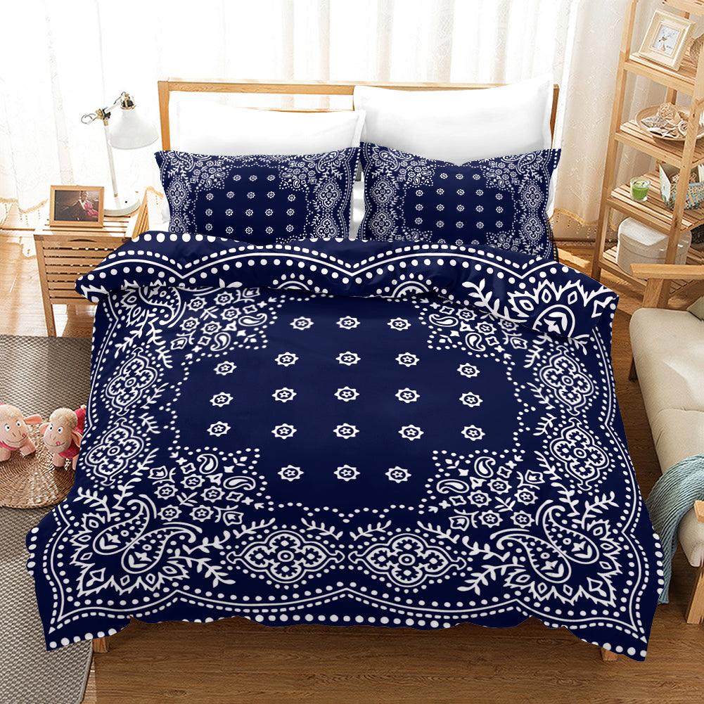3D Abstract Blue Floral Quilt Cover Set Bedding Set Pillowcases 175- Jess Art Decoration