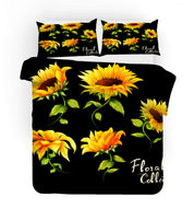 3D Sunflower Black Background Quilt Cover Set Bedding Set Pillowcases 105- Jess Art Decoration