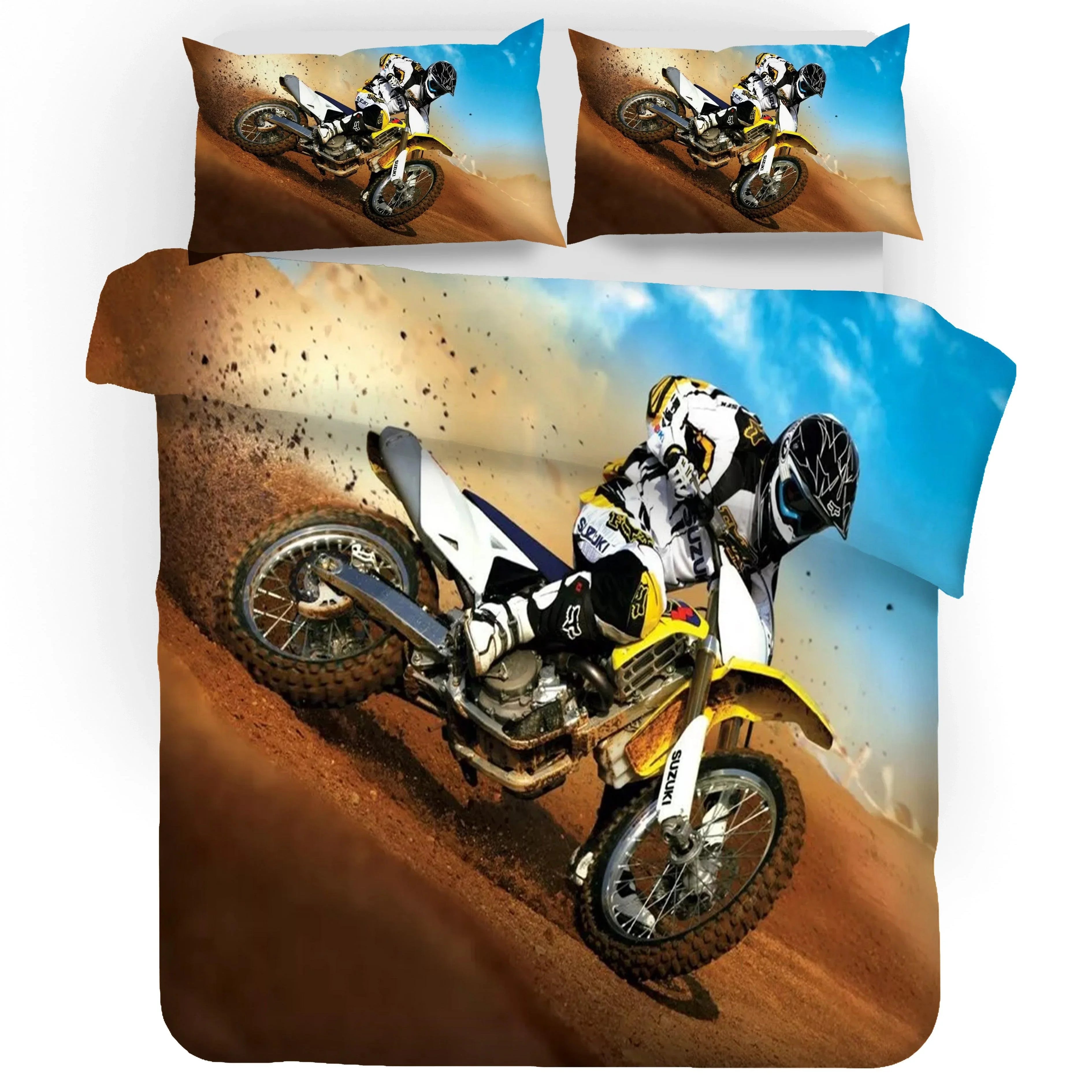 3D Motocross Desert Quilt Cover Set Bedding Set Pillowcases 180- Jess Art Decoration