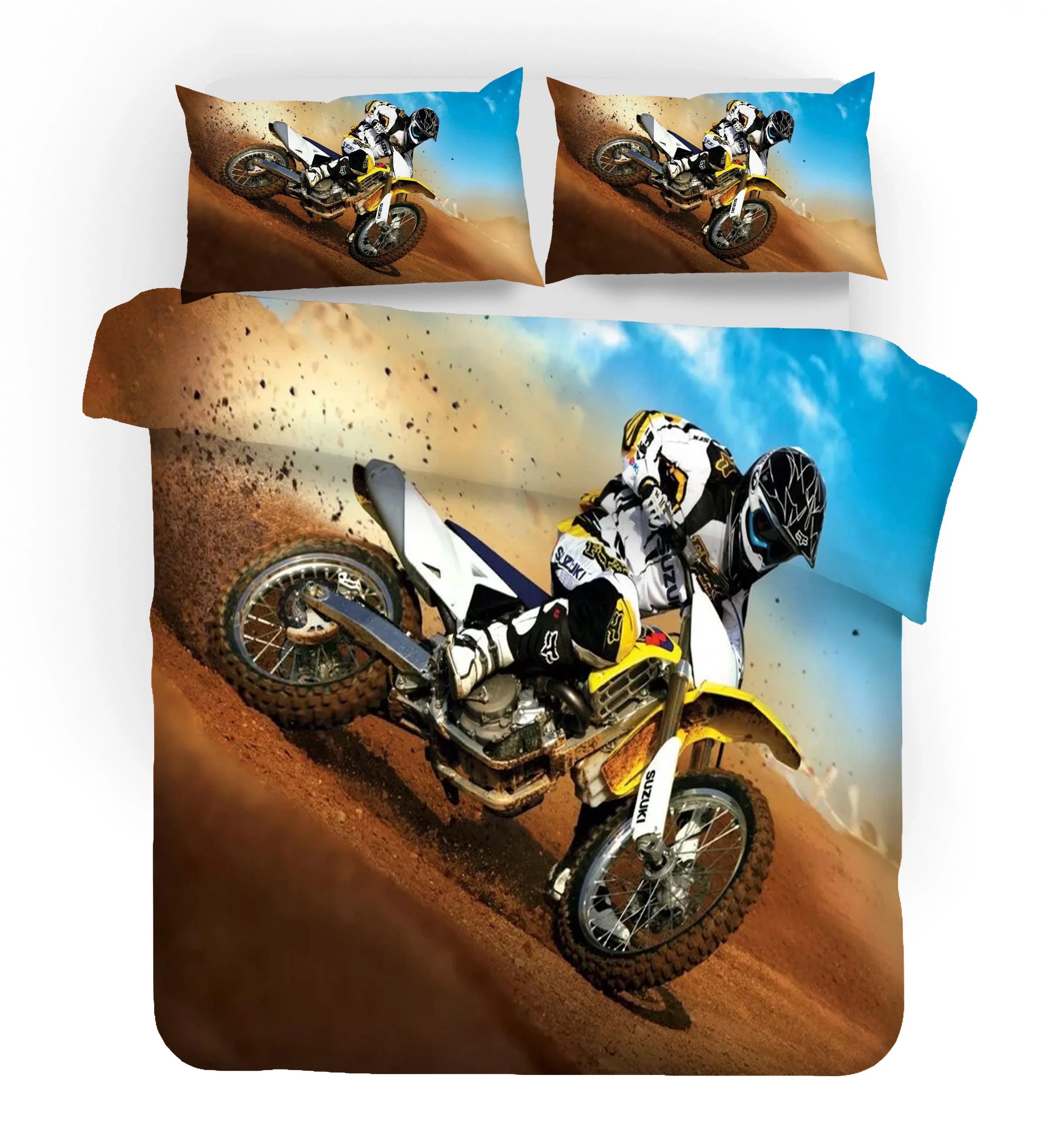 3D Motocross Desert Quilt Cover Set Bedding Set Pillowcases 180- Jess Art Decoration