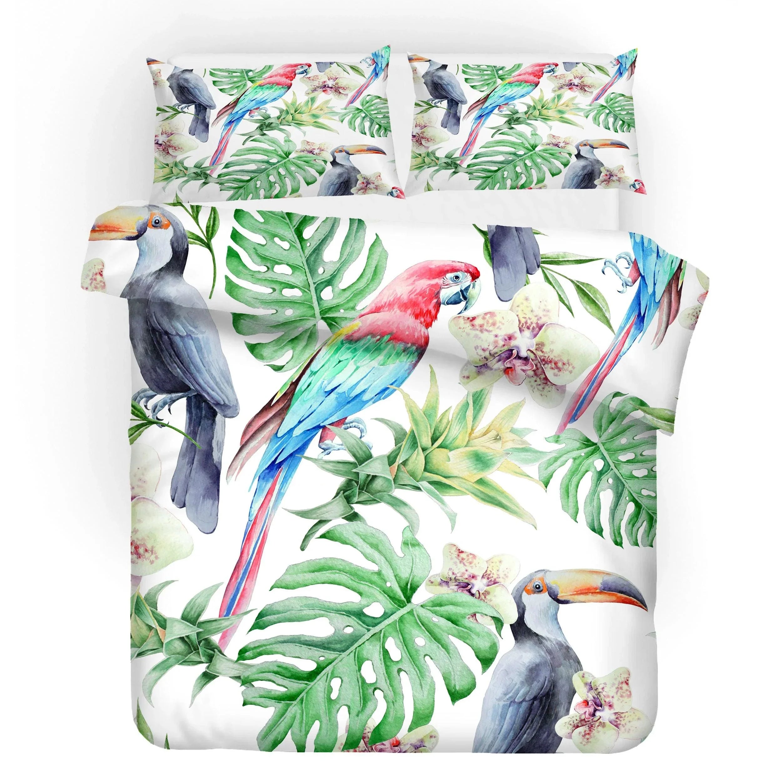3D Green Palm Leaves Toucan Quilt Cover Set Bedding Set Pillowcases 09- Jess Art Decoration