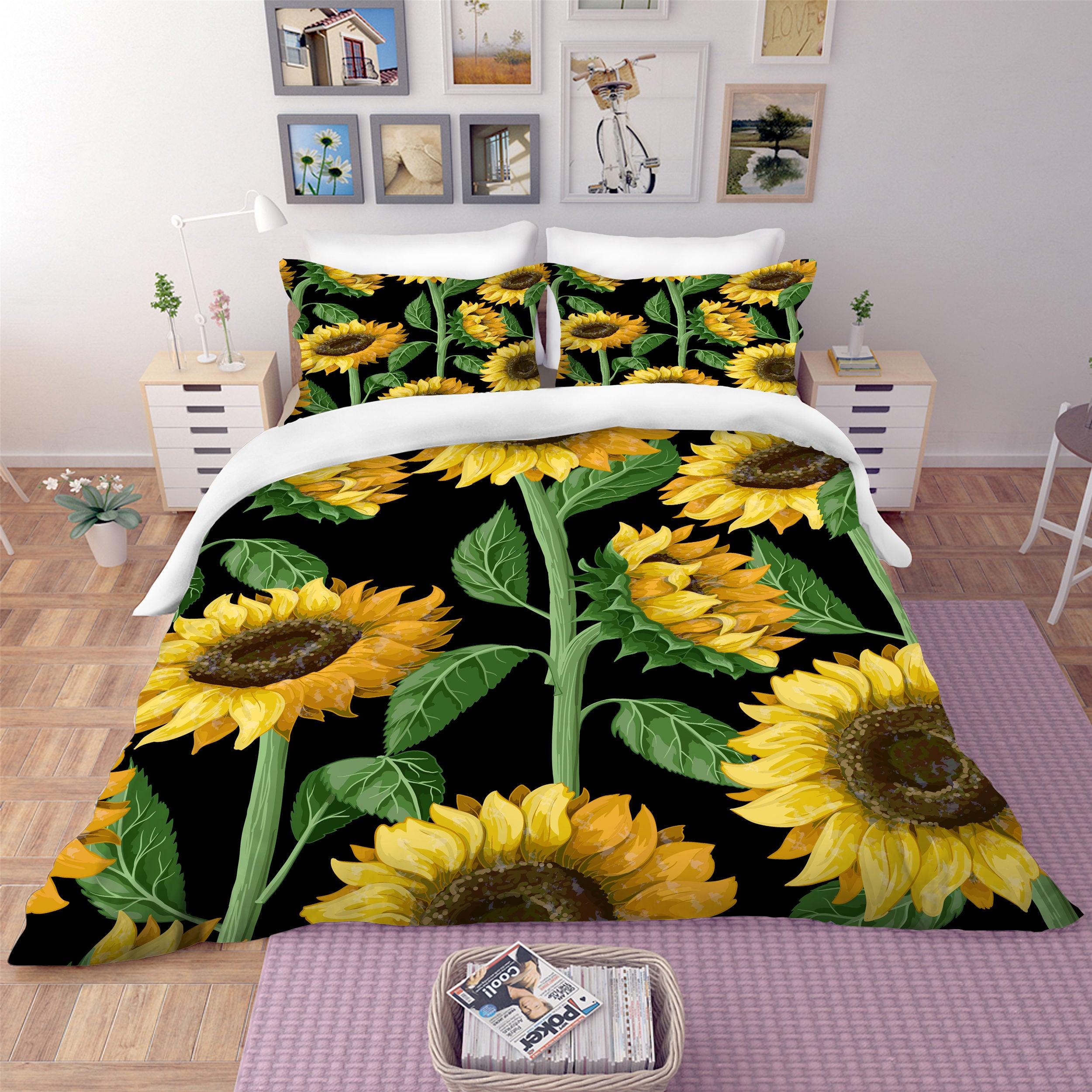 3D Yellow Sunflowers Quilt Cover Set Bedding Set Pillowcases 09- Jess Art Decoration