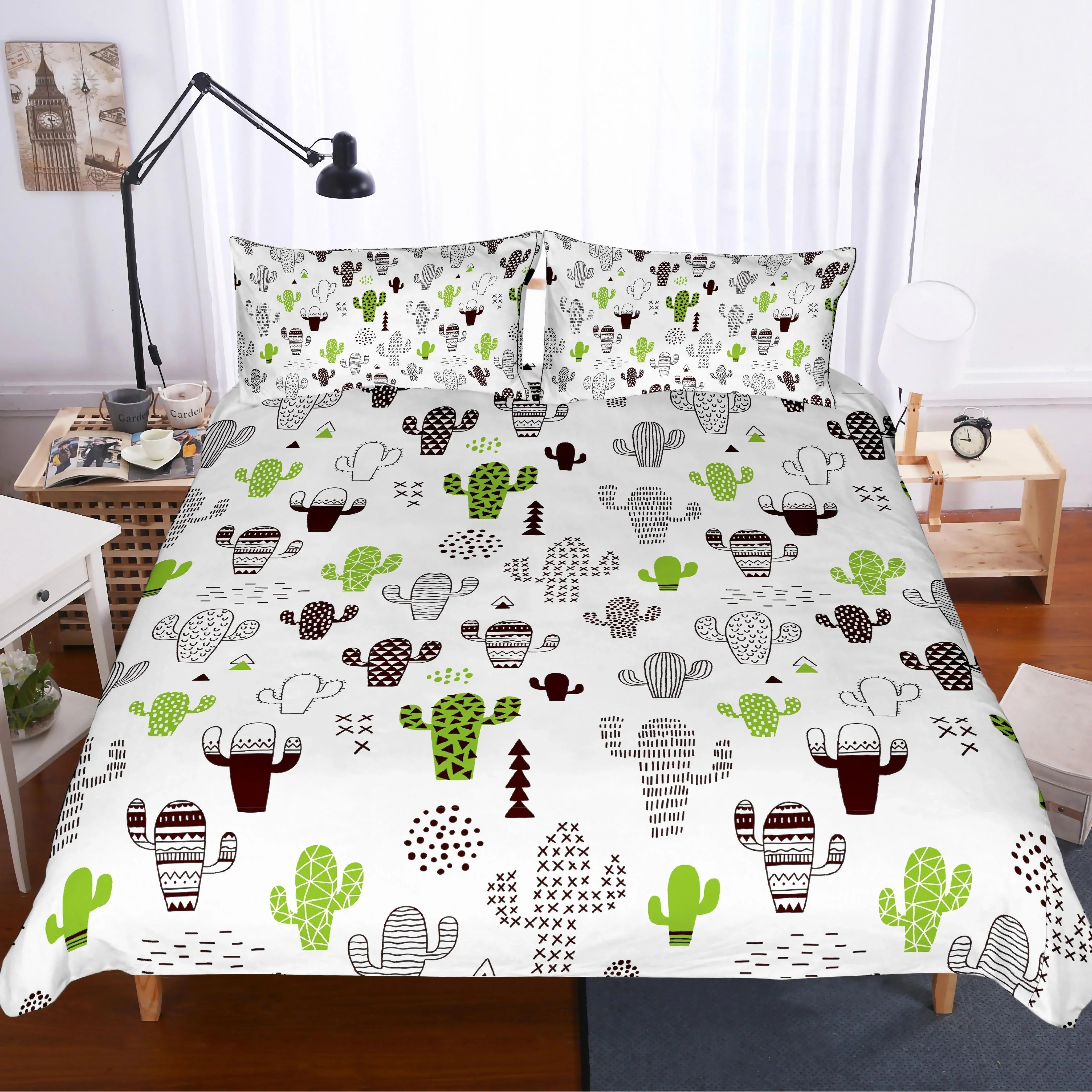 3D Black Cactus Quilt Cover Set Bedding Set Pillowcases 9- Jess Art Decoration