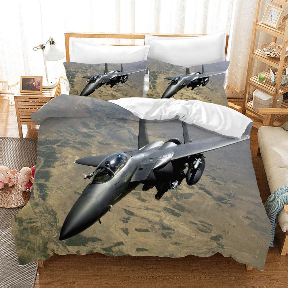 3D Military Combat Aircraft Quilt Cover Set Bedding Set Pillowcases 09- Jess Art Decoration
