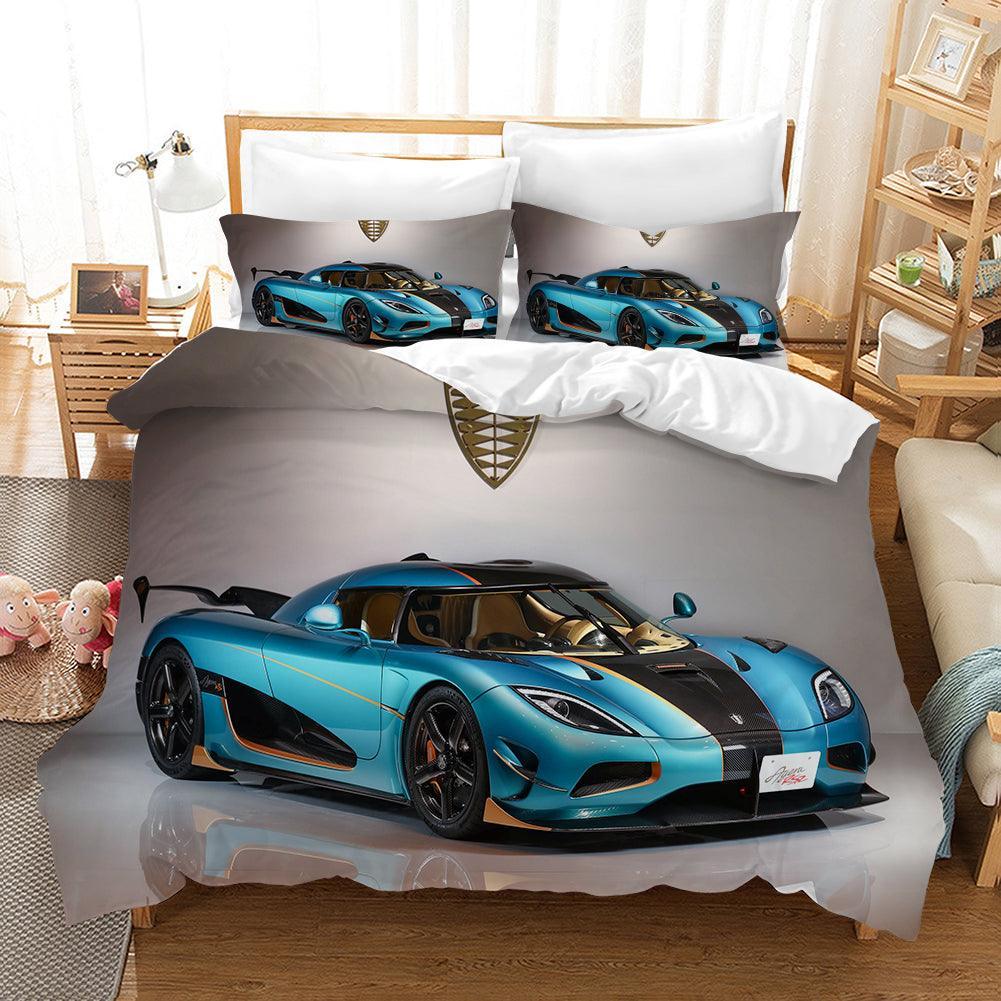 3D Super Car Quilt Cover Set Bedding Set Pillowcases 73- Jess Art Decoration