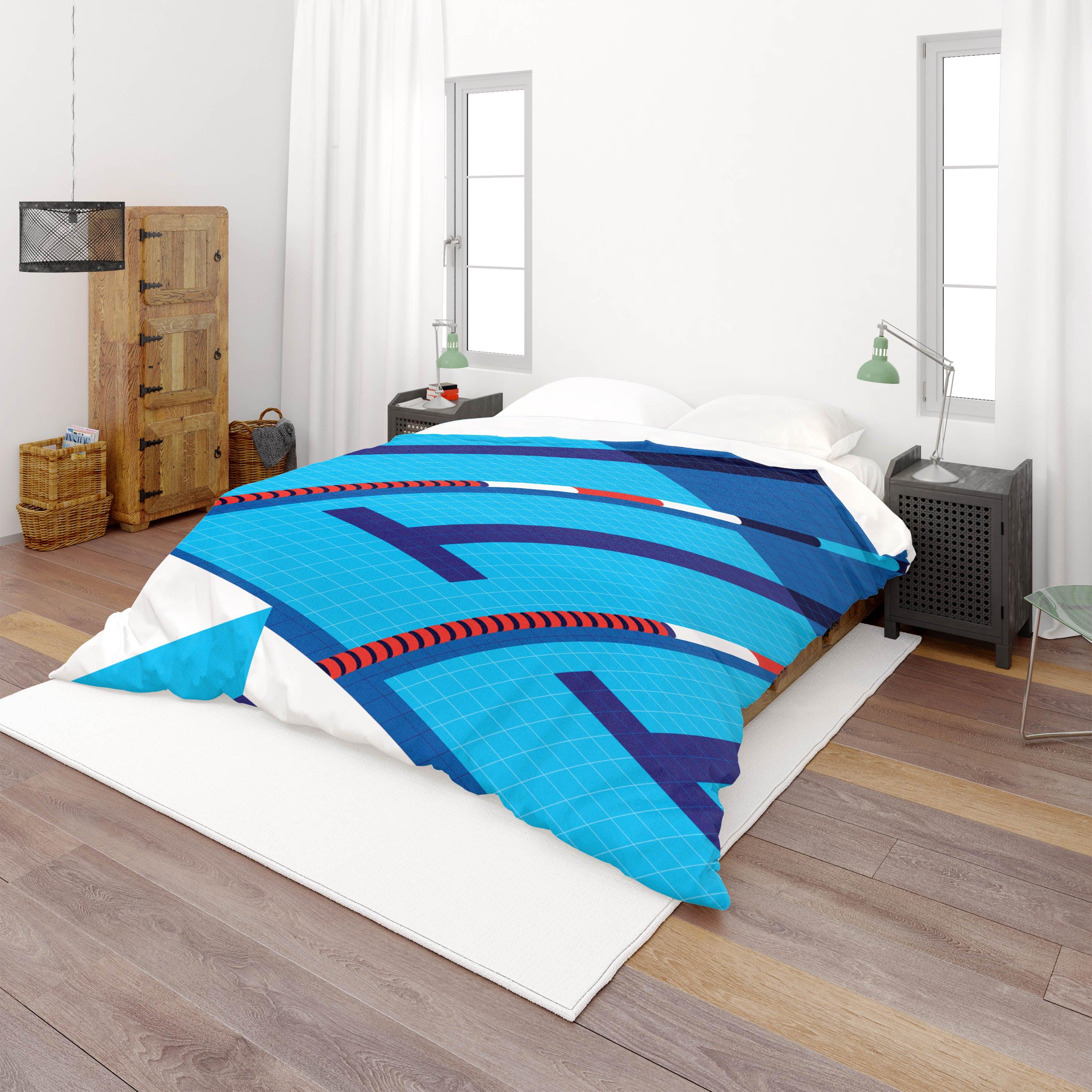 3D Blue Geometry Pattern Quilt Cover Set Bedding Set Pillowcases  48- Jess Art Decoration