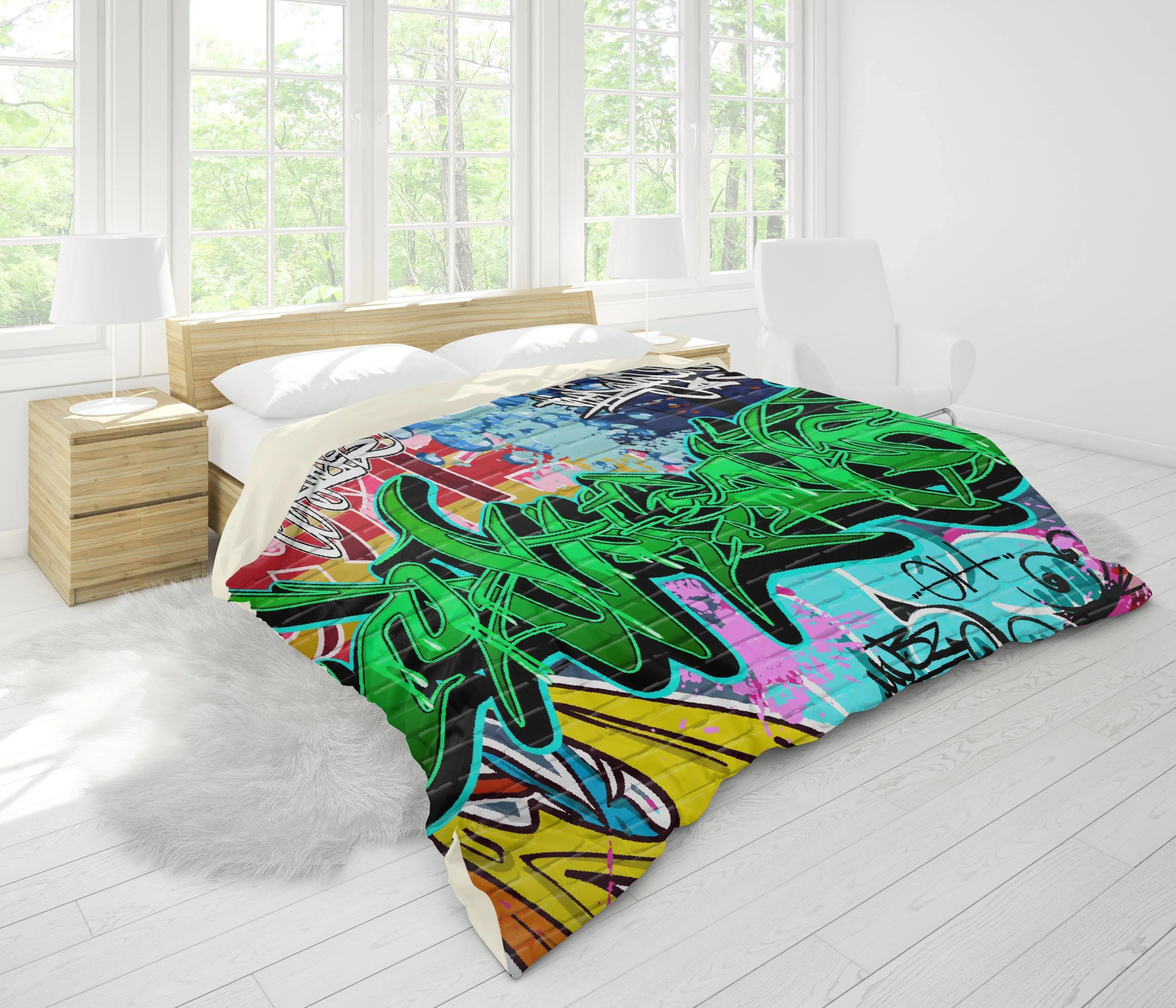 3D Graffiti Quilt Cover Set Bedding Set Pillowcases 108- Jess Art Decoration