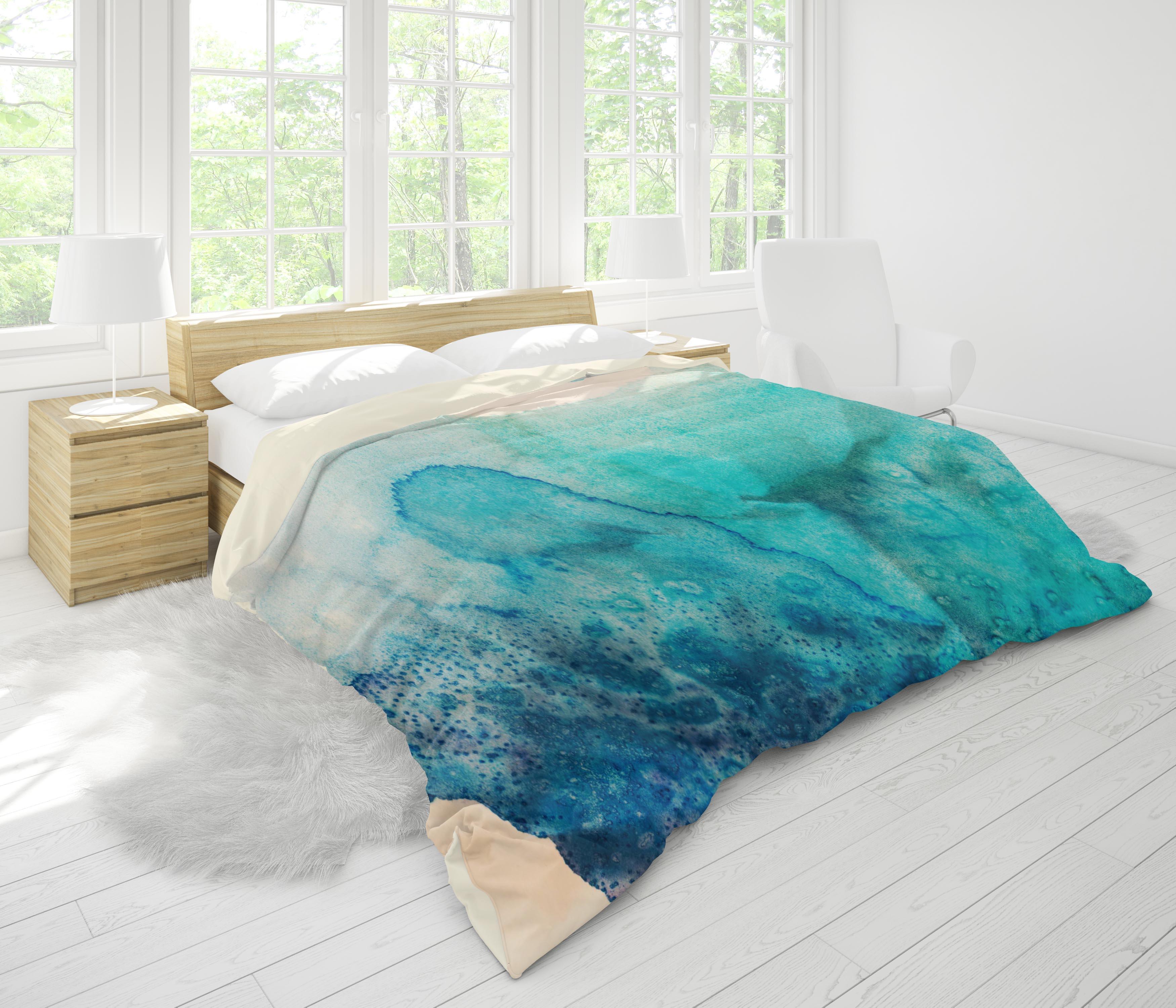 3D Blue Watercolor Quilt Cover Set Bedding Set Pillowcases 109- Jess Art Decoration