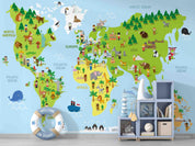 3D Blue World Map Wall Mural Wallpaper LQH 51- Jess Art Decoration