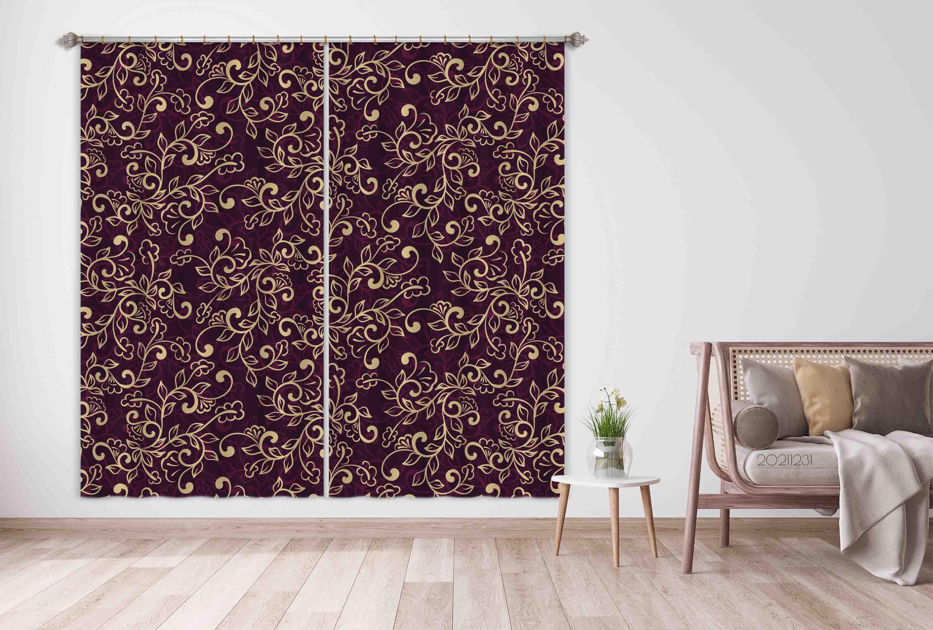 3D Vintage Classic Floral Pattern Curtains and Drapes GD 101- Jess Art Decoration