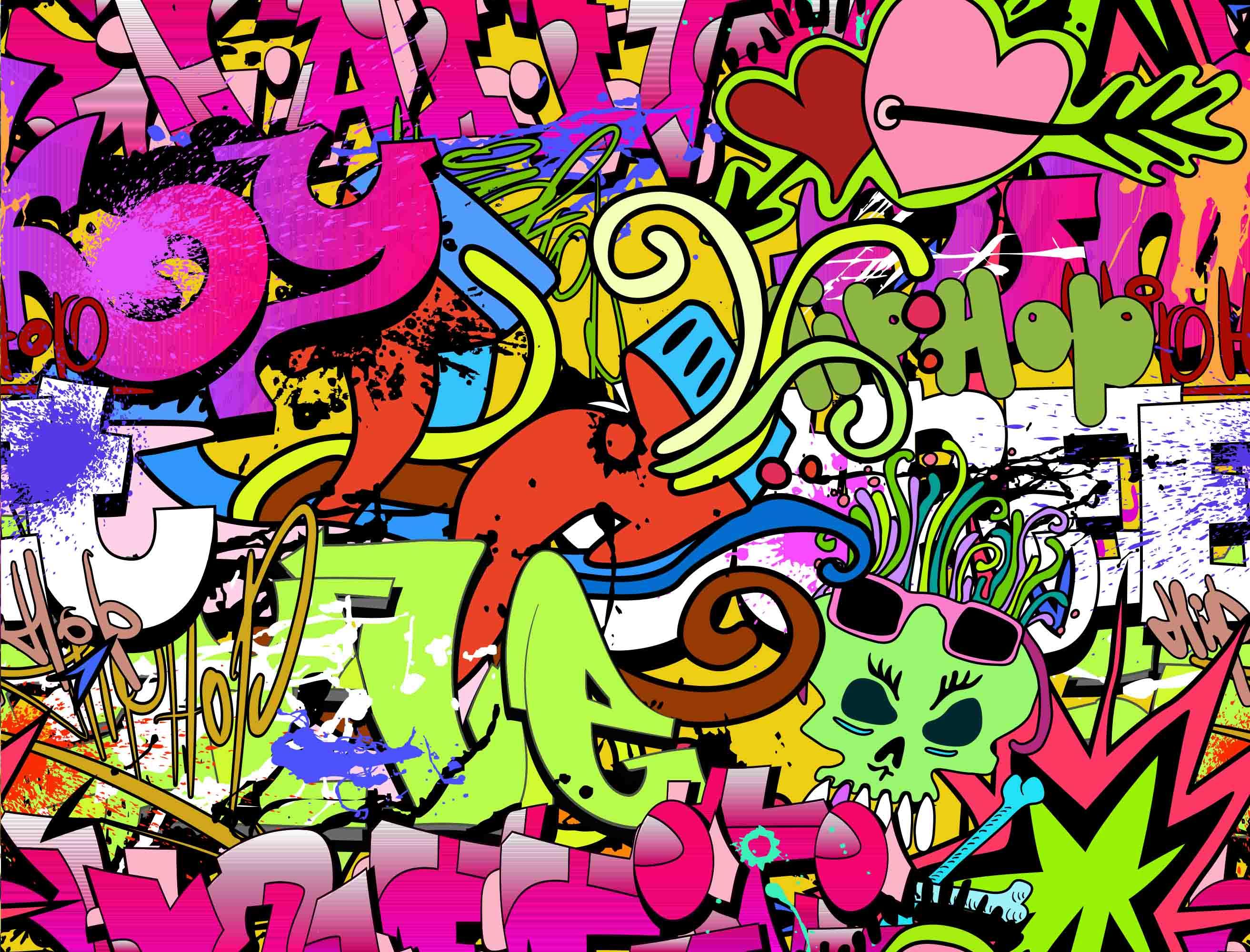 3D Graffiti Colorful Alphabet Skull Abstract Wall Mural Wallpaper LLL 1942- Jess Art Decoration