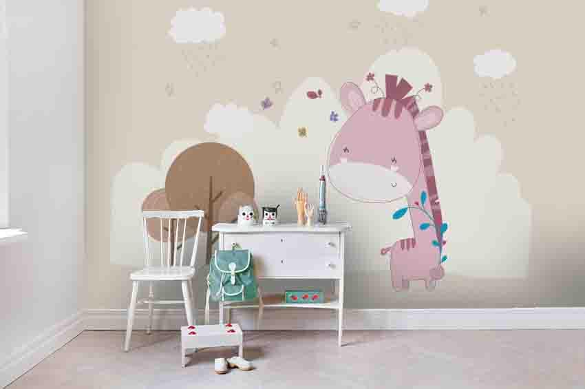 3D Cartoon Giraffe Cloud Wall Mural Wallpaper A228 LQH- Jess Art Decoration