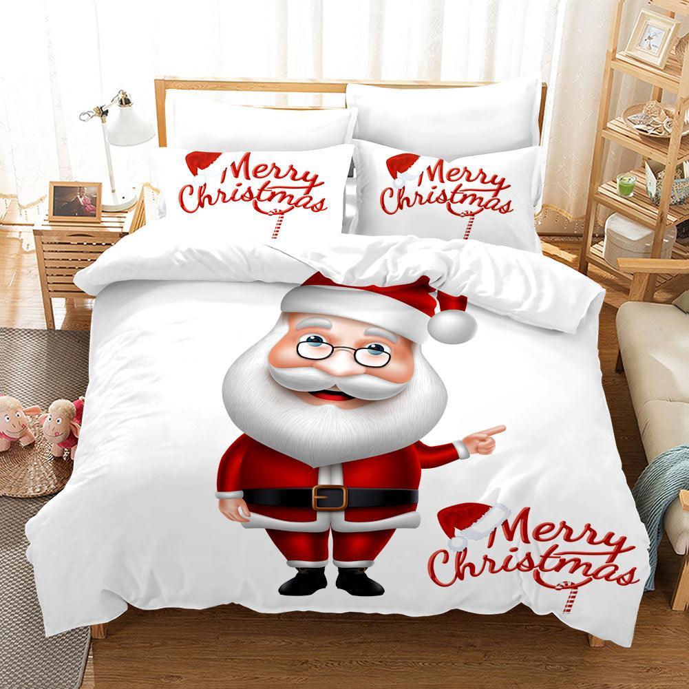3D Cartoon Christmas Quilt Cover Set Bedding Set Duvet Cover Pillowcases WJ 1640- Jess Art Decoration
