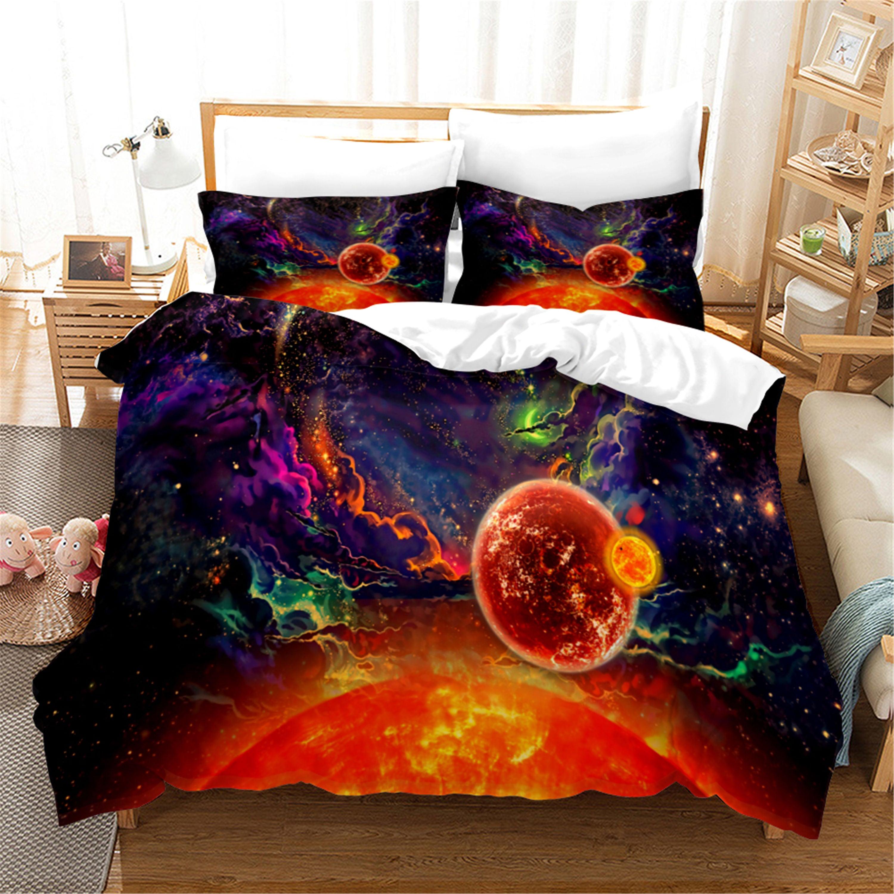 3D Abstract Colored Space Planet Quilt Cover Set Bedding Set Duvet Cover Pillowcases 123- Jess Art Decoration