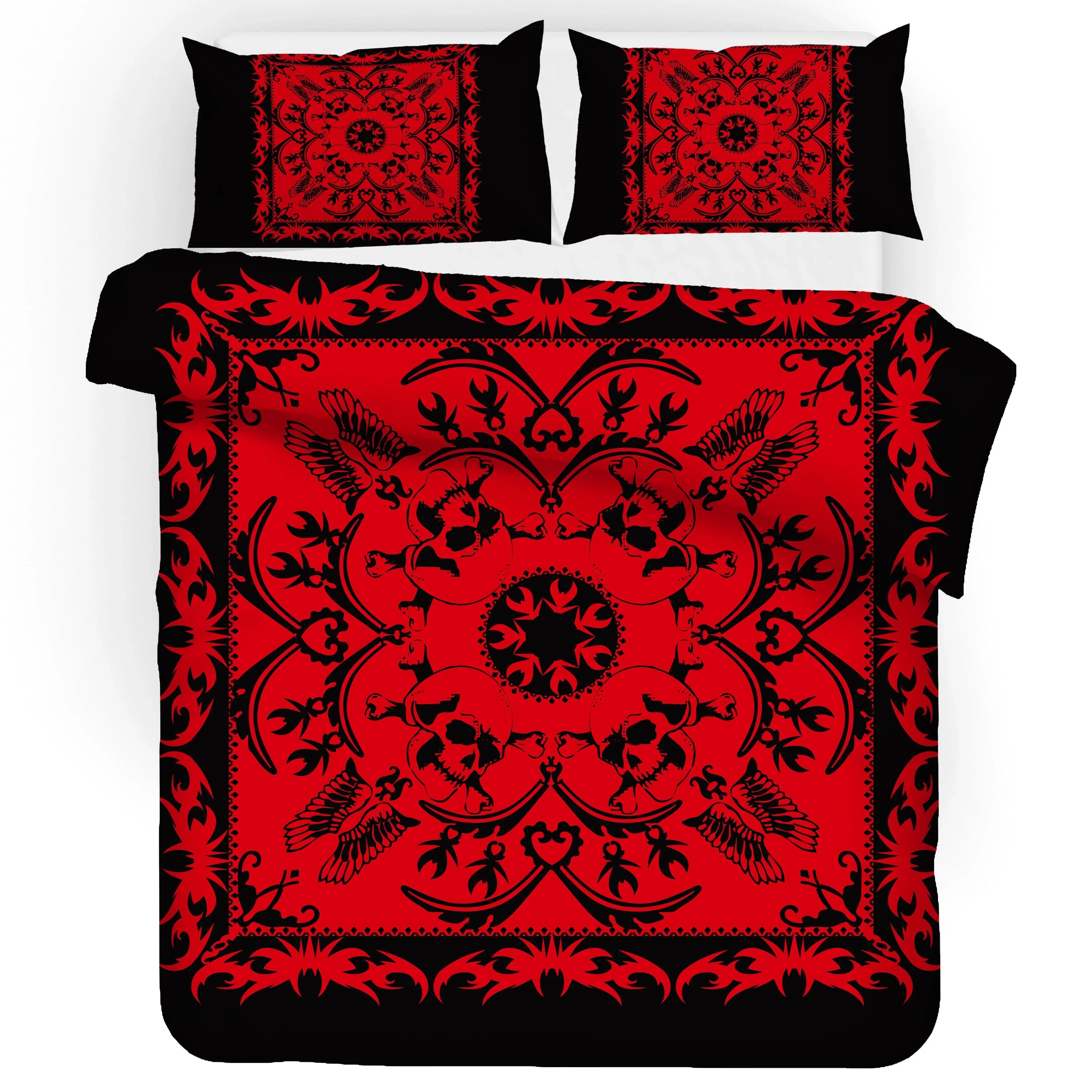 3D Black Red Floral Quilt Cover Set Bedding Set Duvet Cover Pillowcases SF01- Jess Art Decoration