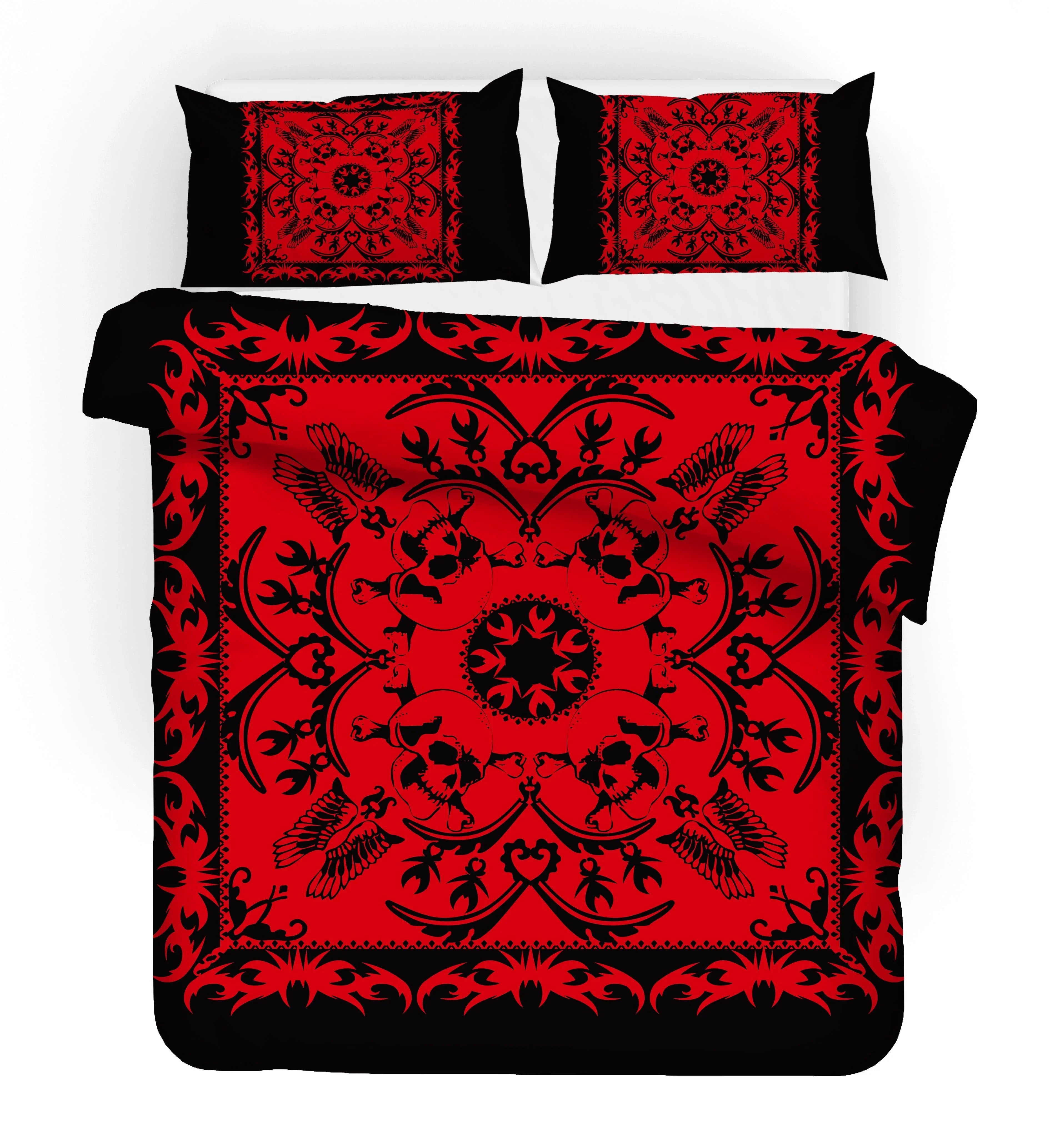 3D Black Red Floral Quilt Cover Set Bedding Set Duvet Cover Pillowcases SF01- Jess Art Decoration