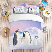 3D Purple Penguin Glacier Quilt Cover Set Bedding Set Pillowcases 05- Jess Art Decoration