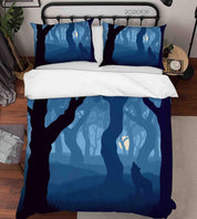 3D Night Sky Moon Forest Wolf Quilt Cover Set Bedding Set Duvet Cover Pillowcases 31 LQH- Jess Art Decoration