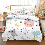 3D Cartoon Animal Koala Moon Star Quilt Cover Set Bedding Set Duvet Cover Pillowcases 6- Jess Art Decoration