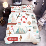 3D Anchor Drifting Bottle Shell Starfish Conch Lighthouse Sailboat Quilt Cover Set Bedding Set Duvet Cover Pillowcases SF- Jess Art Decoration