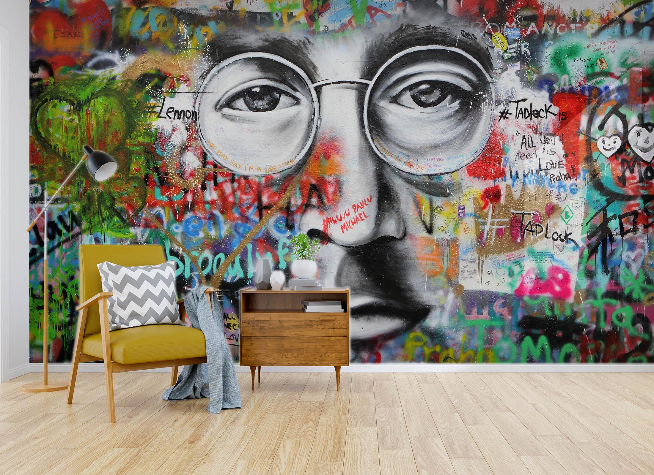 3D graffiti colorful portrait wall mural  Wallpaper 14- Jess Art Decoration