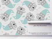 3D Cartoon Koala Mermaid Wall Mural Wallpaper A171 LQH- Jess Art Decoration