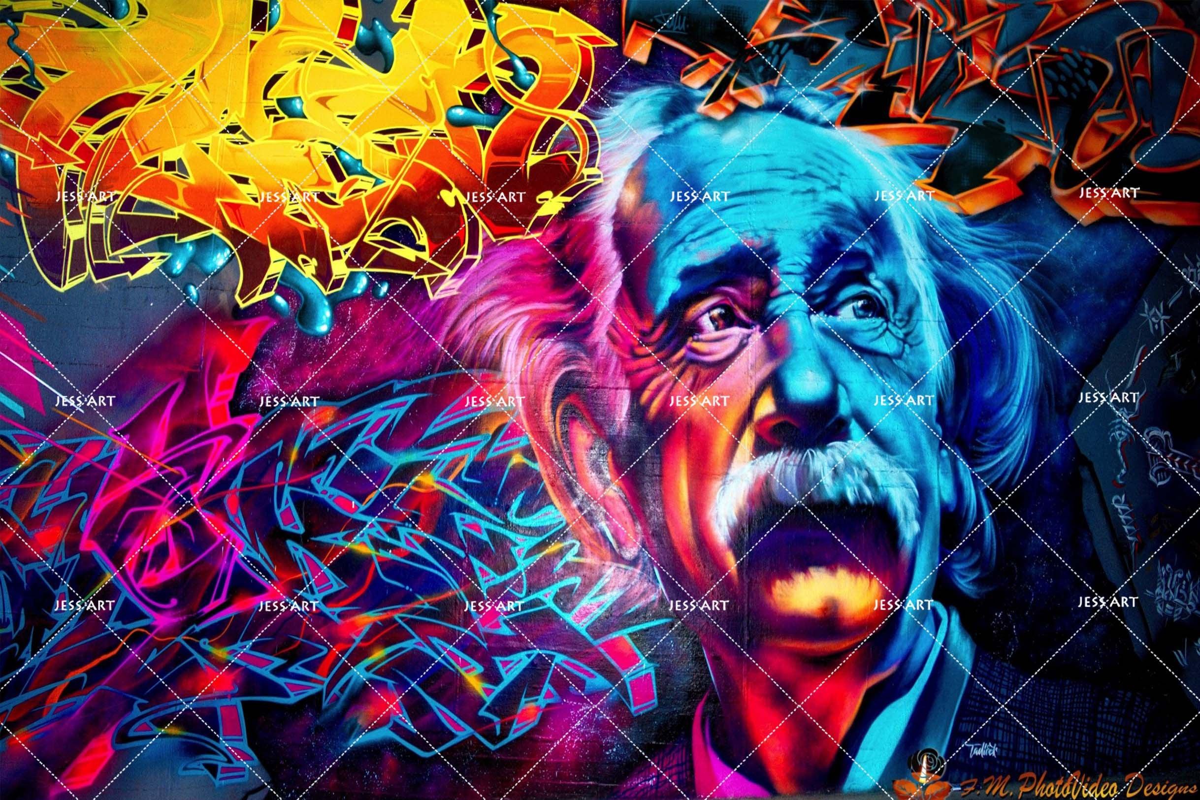 3D Colourful Graffiti Art Einstein Wall Mural Wallpaper ZY D107- Jess Art Decoration