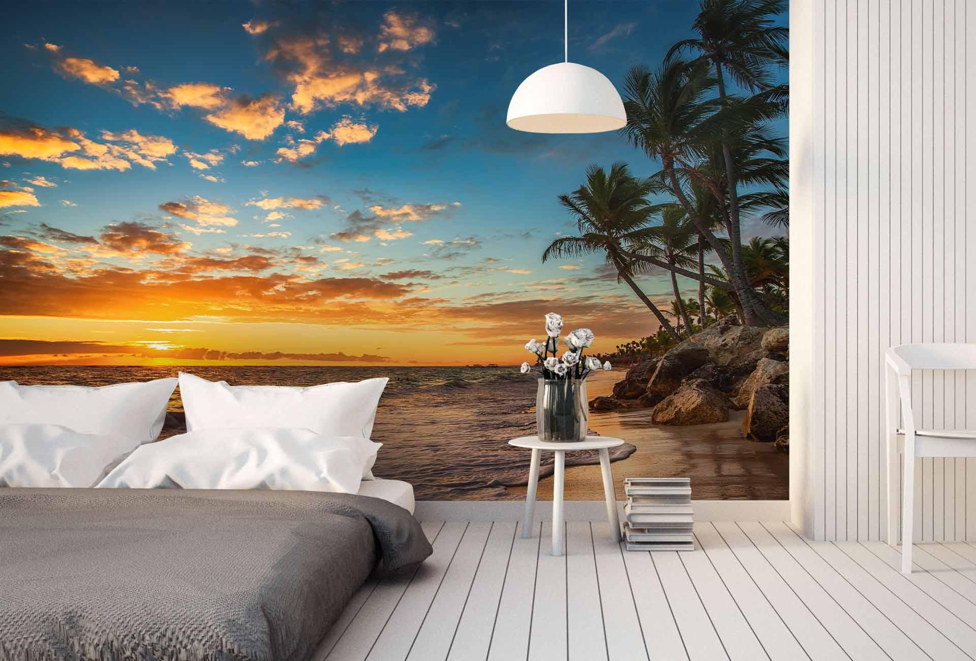 3D Sunset Tropical Beach Wall Mural Wallpaper  27- Jess Art Decoration