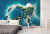 3D Deep Blue Sea Island Helicopter Wall Mural Wallpaper  17- Jess Art Decoration