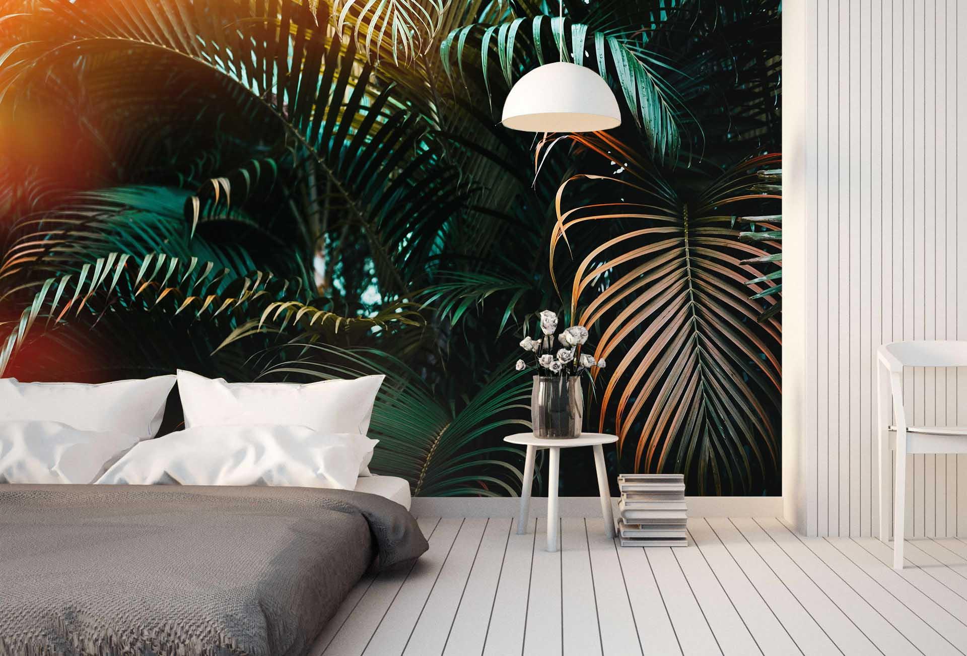 3D Dark Tropical Plant Leaves Wall Mural Wallpaper  63- Jess Art Decoration