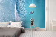 3D blue sea boat wall mural wallpaper 126- Jess Art Decoration