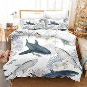 3D Sea Coral Shark Animal Quilt Cover Set Bedding Set Duvet Cover Pillowcases 42- Jess Art Decoration