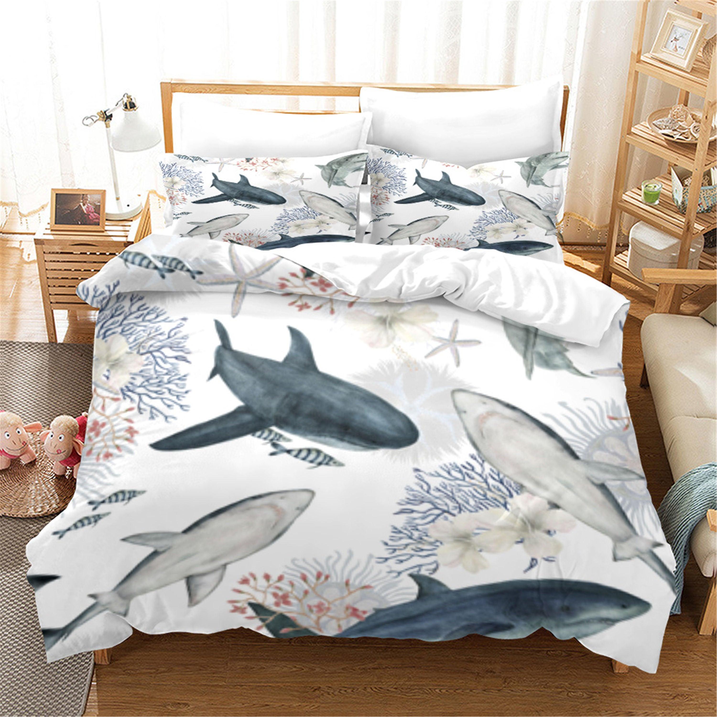 3D Sea Coral Shark Animal Quilt Cover Set Bedding Set Duvet Cover Pillowcases 42- Jess Art Decoration