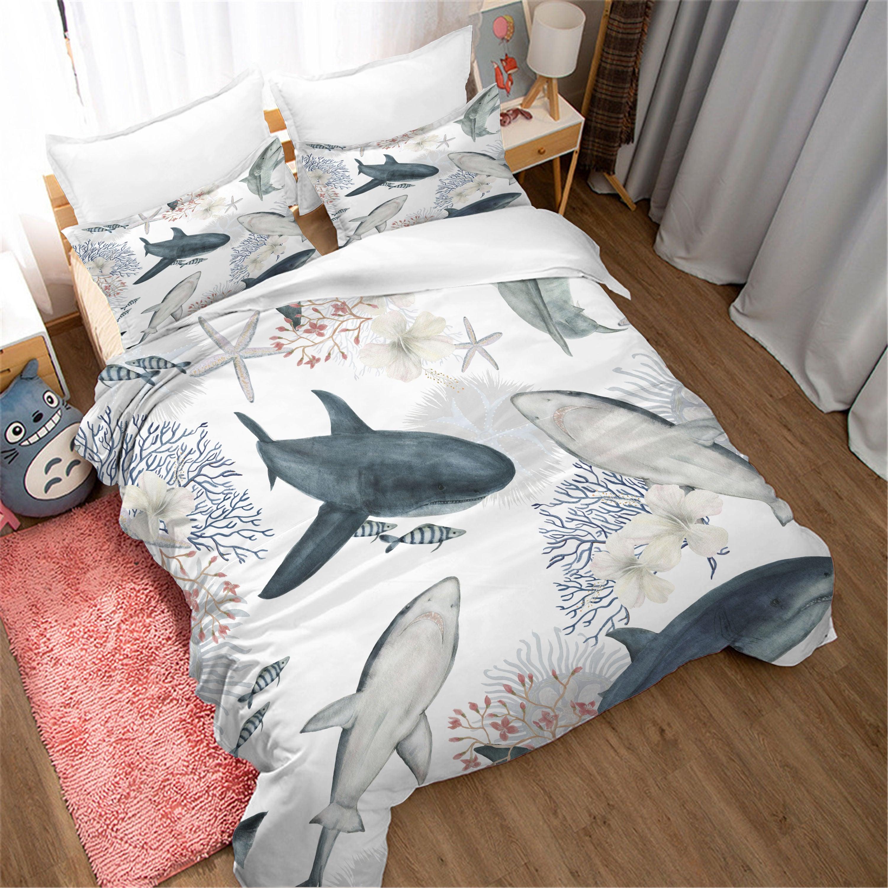 3D Sea Coral Shark Animal Quilt Cover Set Bedding Set Duvet Cover Pillowcases 42- Jess Art Decoration