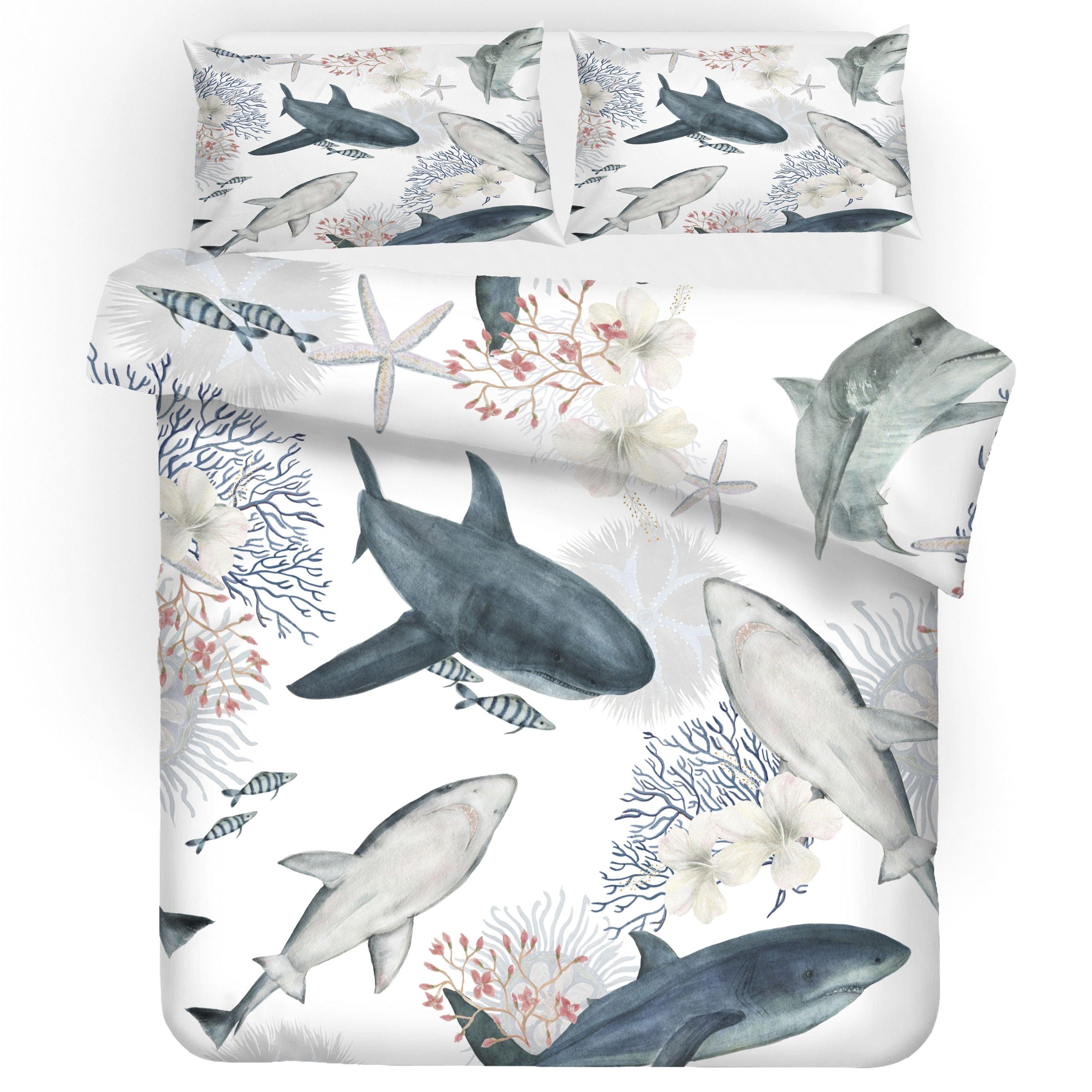 3D Sea Coral Shark Animal Quilt Cover Set Bedding Set Duvet Cover Pillowcases 42- Jess Art Decoration