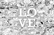 3D Black White Graffiti Art Cartoon Character Love Wall Mural Wallpaper ZY D20- Jess Art Decoration