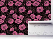 3D Black Pink Floral Wall Mural Wallpaper SF113- Jess Art Decoration