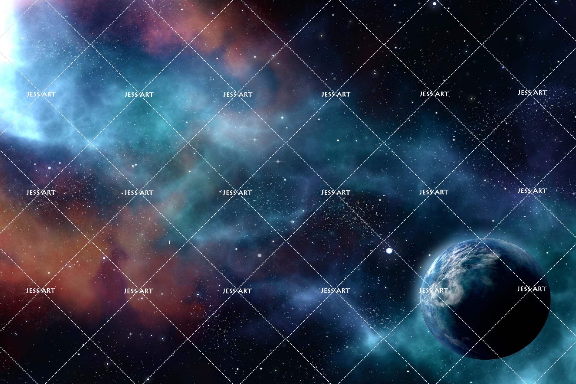 3D BLue Universe Starry Sky Planet Wall Mural Wallpaper ZY D85- Jess Art Decoration