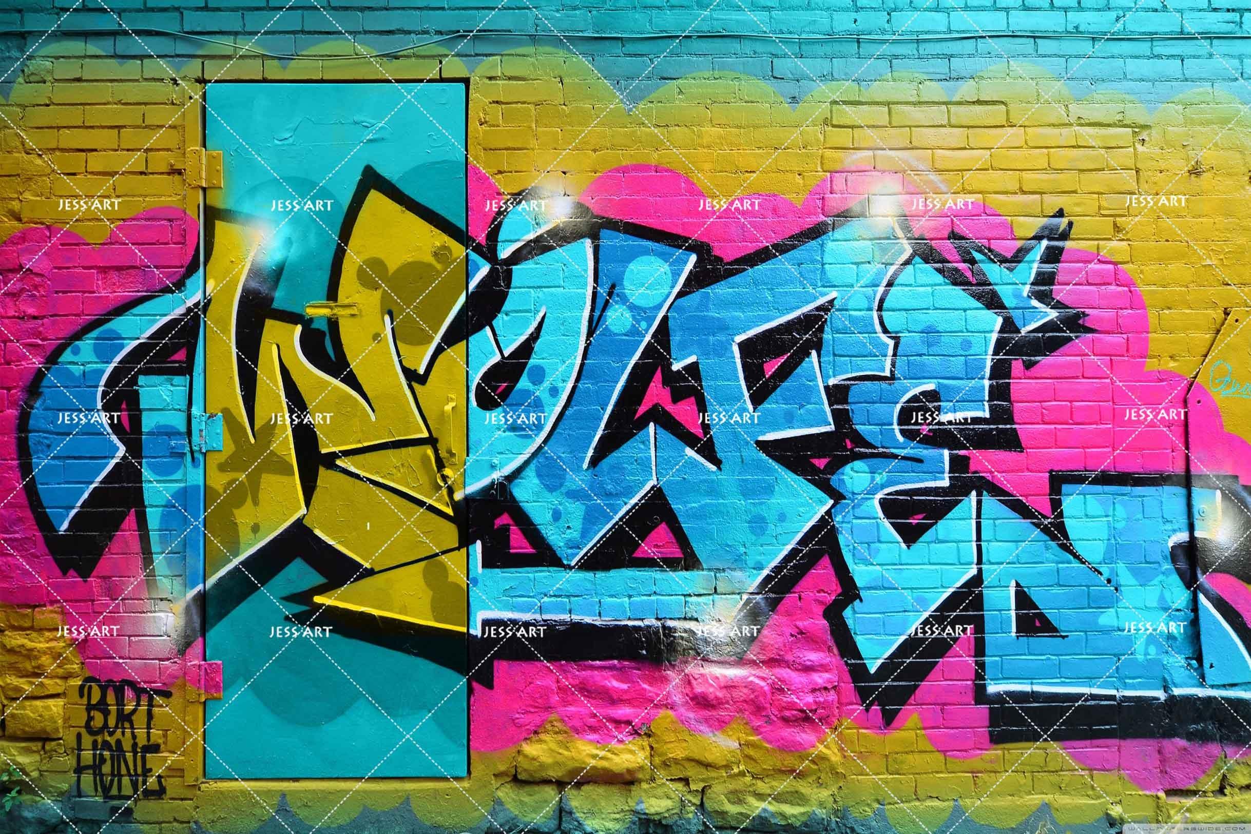 3D Brick Wall Graffiti Abstract Letter Wall Mural Wallpaper ZY D33- Jess Art Decoration