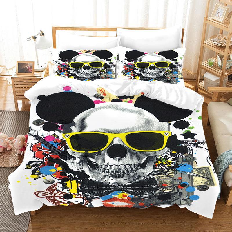 3D  Watercolor Skeleton Black White  Quilt Cover Set Bedding Set Duvet Cover Pillowcases  D11  ZY- Jess Art Decoration