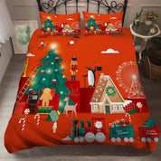 3D Merry Christmas Santa Claus Trees Gift Quilt Cover Set Bedding Set Duvet Cover Pillowcases JN 3059- Jess Art Decoration