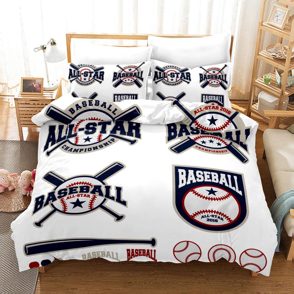 3D White Baseball Quilt Cover Set Bedding Set Pillowcases 11- Jess Art Decoration