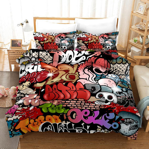 3D Street Graffiti Quilt Cover Set Bedding Set Pillowcases 023- Jess Art Decoration
