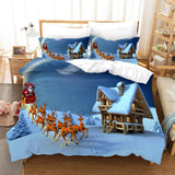 3D Merry Christmas Reindeer Santa Claus Quilt Cover Set Bedding Set Duvet Cover Pillowcases JN 3081- Jess Art Decoration