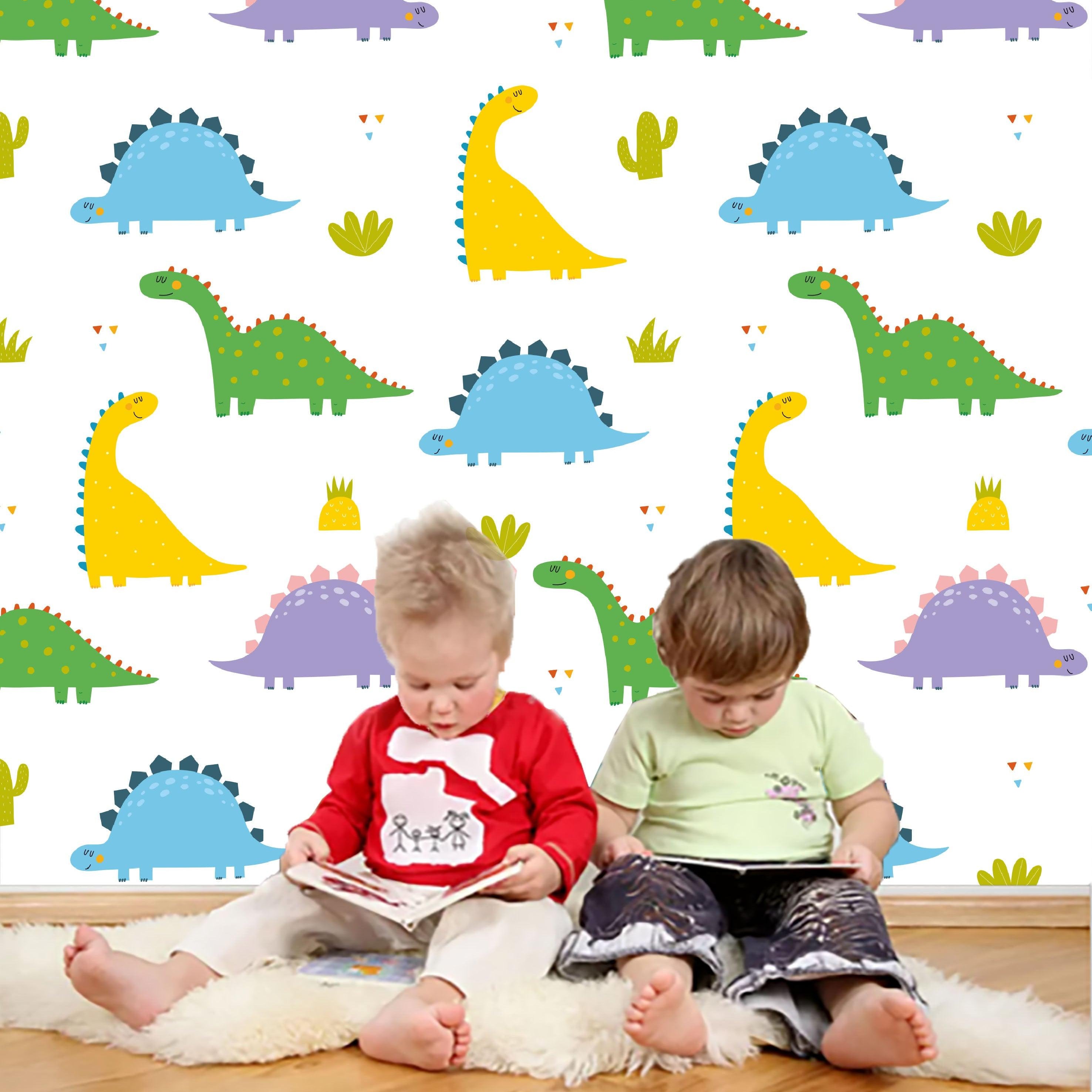 3D Color Cartoon Dinosaur Wall Mural Wallpaper 88- Jess Art Decoration