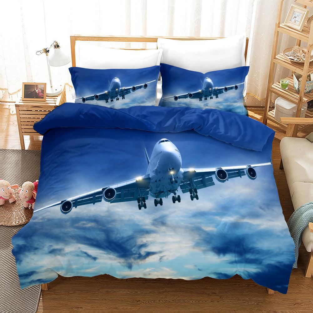 3D Airplane Blue Sky Quilt Cover Set Bedding Set Pillowcases 243- Jess Art Decoration